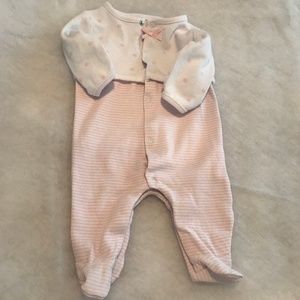 🎄 Absorba Footed Onesie Pink and White Size 0-3m